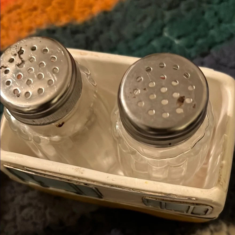 Yellow Camper Salt and Pepper Shakers and napkin holder